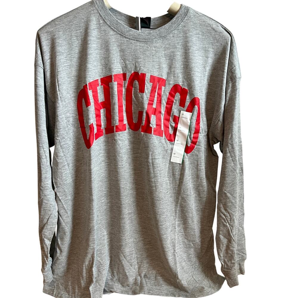 Wild Fable Women's Gray Long Sleeve Chicago Graphic T-Shirt - Size Medium - NWT